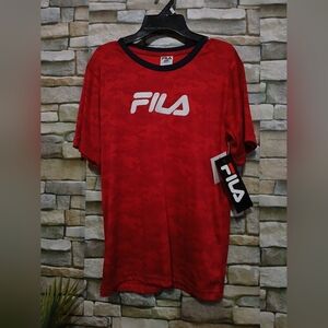 Boys Youth SZ 12(L)Red Navy Camo‎ FILA Tee